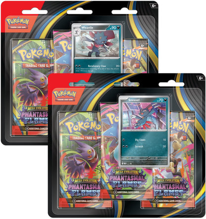 Pokémon TCG: Mega Evolution - Phantasmal Flames - 3-Pack Blister - Weavile/Sneasel - Losowy Blister - PREORDER