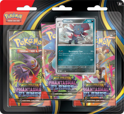 Pokémon TCG: Mega Evolution - Phantasmal Flames - 3-Pack Blister - Weavile/Sneasel - Losowy Blister - PREORDER