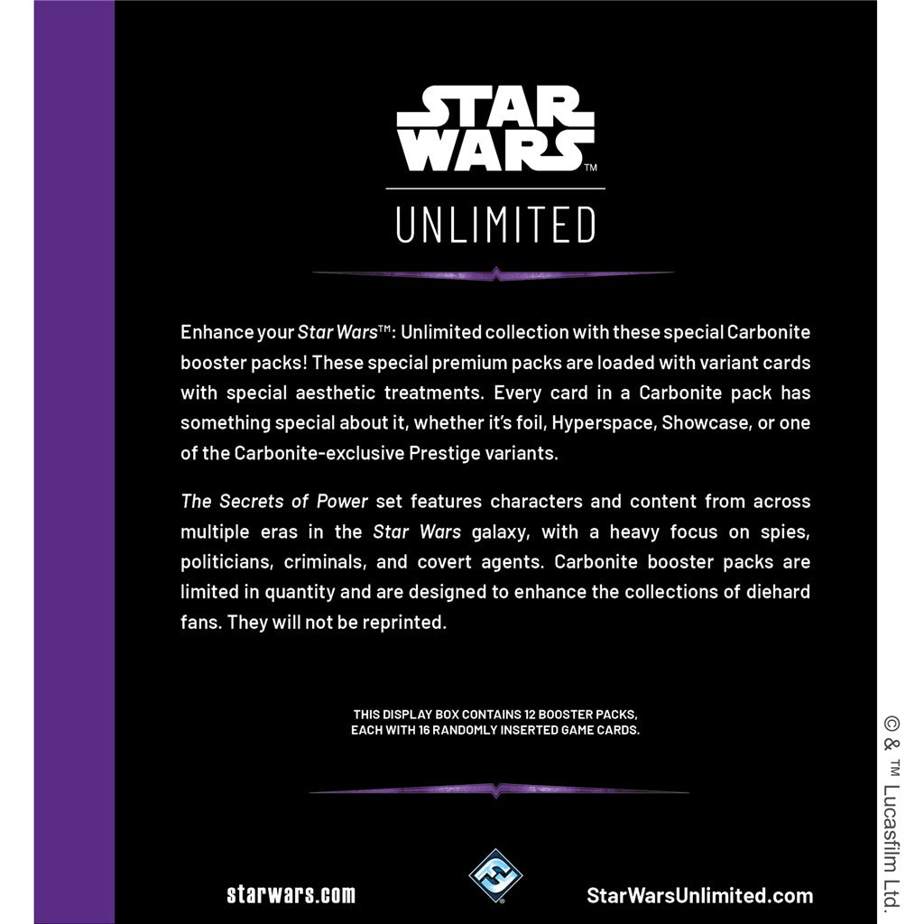 Star Wars: Unlimited Card Game - Secrets of Power - Carbonite Booster Box - PREORDER